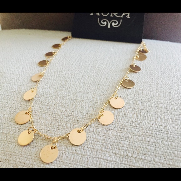 Gold Dangle Coin Dainty Choker Necklace Simple - Picture 4 of 5